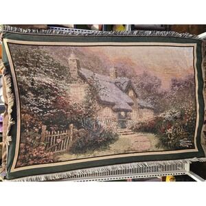 Thomas Kinkade Throw | 100% Cotton Tapestry with Fringe